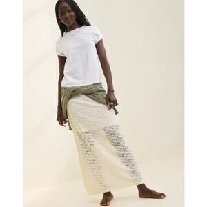 Aerie Women's Cream Lace Maxi Skirt - Elegant Everyday Style